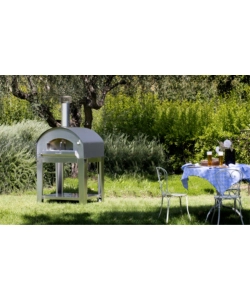 FORNO PIZZA A GAS CON CARRELLO FONTANA "MANGIAFUOCO" COLORE ANTRACITE 4 PIZZE