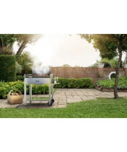 BARBECUE A LEGNA O CARBONELLA FONTANA "TIRRENO" COLORE ACCIAIO E GRIGLIA 80X40