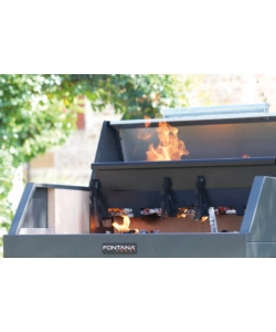 BARBECUE A LEGNA FONTANA "TIRRENO APPOGGIO" COLORE ACCIAIO E GRIGLIA 80X40