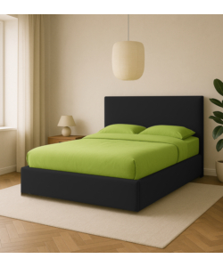 LETTO MATRIMONIALE CONTENITORE "ZOOM" IN ECOPELLE NERO 160X190 CM
