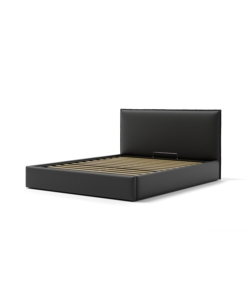 LETTO MATRIMONIALE CONTENITORE "ZOOM" IN ECOPELLE NERO 160X190 CM
