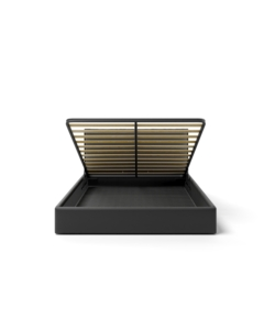 LETTO MATRIMONIALE CONTENITORE "ZOOM" IN ECOPELLE NERO 160X190 CM
