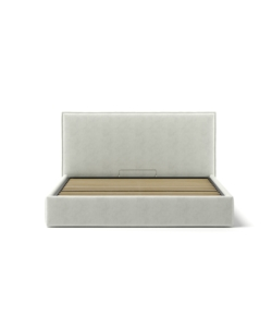 LETTO MATRIMONIALE CONTENITORE "ZOOM" IN TESSUTO BIANCO 160X190 CM