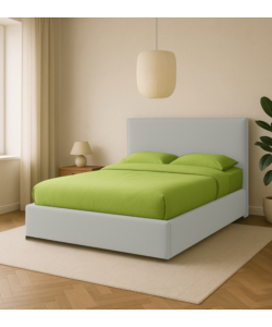 LETTO MATRIMONIALE CONTENITORE "ZOOM" IN TESSUTO BIANCO 160X190 CM