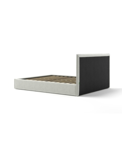 LETTO MATRIMONIALE CONTENITORE "ZOOM" IN TESSUTO BIANCO 160X190 CM