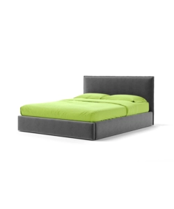 LETTO MATRIMONIALE CONTENITORE "ZOOM" IN TESSUTO GRIGIO 160X190 CM
