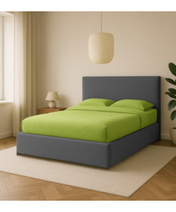 LETTO MATRIMONIALE CONTENITORE "ZOOM" IN TESSUTO GRIGIO 160X190 CM