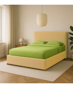 LETTO MATRIMONIALE CONTENITORE "ZOOM" IN TESSUTO ARANCIONE 160X190 CM
