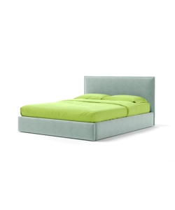 LETTO MATRIMONIALE CONTENITORE "ZOOM" IN TESSUTO CELESTE 160X190 CM