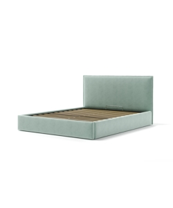 LETTO MATRIMONIALE CONTENITORE "ZOOM" IN TESSUTO CELESTE 160X190 CM