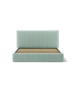 LETTO MATRIMONIALE CONTENITORE "ZOOM" IN TESSUTO CELESTE 160X190 CM