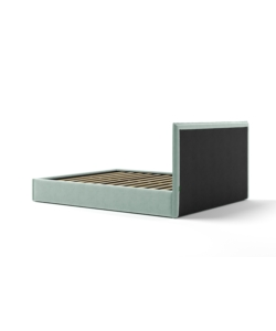 LETTO MATRIMONIALE CONTENITORE "ZOOM" IN TESSUTO CELESTE 160X190 CM