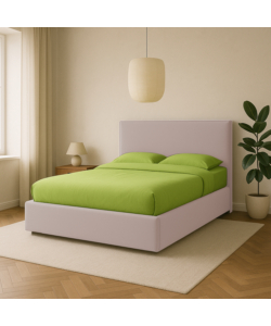 LETTO MATRIMONIALE CONTENITORE "ZOOM" IN TESSUTO ROSA 160X190 CM