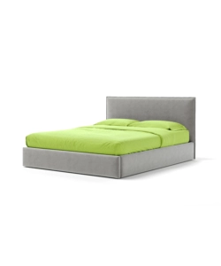 LETTO MATRIMONIALE CONTENITORE "ZOOM" IN TESSUTO PERLA 160X190 CM