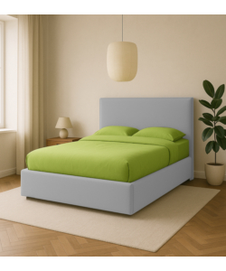 LETTO MATRIMONIALE CONTENITORE "ZOOM" IN TESSUTO PERLA 160X190 CM