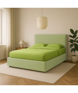 LETTO MATRIMONIALE CONTENITORE "ZOOM" IN TESSUTO VERDE 160X190 CM