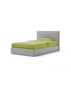 LETTO PIAZZA E MEZZA CONTENITORE "ZOOM" IN ECOPELLE GRIGIO 120X190 CM