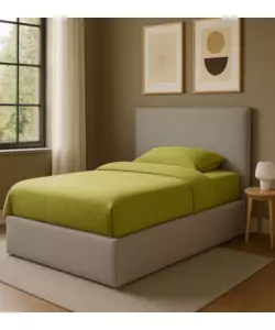 Letto una piazza e mezza con contenitore "Zoom" in ecopelle grigio 120x190 cm