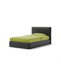 LETTO PIAZZA E MEZZA CONTENITORE "ZOOM" IN ECOPELLE NERO 120X190 CM