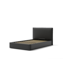 LETTO PIAZZA E MEZZA CONTENITORE "ZOOM" IN ECOPELLE NERO 120X190 CM