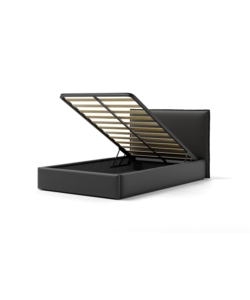 LETTO PIAZZA E MEZZA CONTENITORE "ZOOM" IN ECOPELLE NERO 120X190 CM