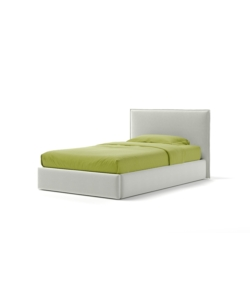 LETTO PIAZZA E MEZZA CONTENITORE "ZOOM" IN TESSUTO BIANCO 120X190 CM