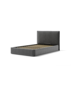 LETTO UNA PIAZZA E MEZZA "ZOOM" IN TESSUTO COLORE GRIGIO CON RETE E CONTENITORE, 120X190