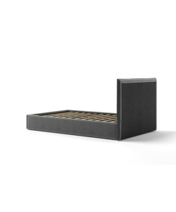LETTO UNA PIAZZA E MEZZA "ZOOM" IN TESSUTO COLORE GRIGIO CON RETE E CONTENITORE, 120X190