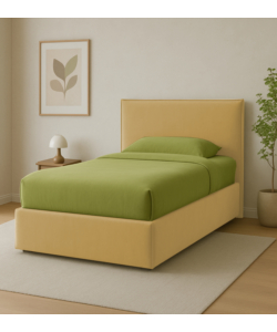 LETTO PIAZZA E MEZZA CONTENITORE "ZOOM" IN TESSUTO ARANCIONE 120X190 CM