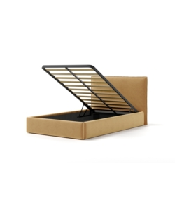 LETTO PIAZZA E MEZZA CONTENITORE "ZOOM" IN TESSUTO ARANCIONE 120X190 CM