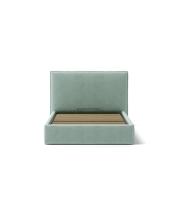 LETTO UNA PIAZZA E MEZZA "ZOOM" IN TESSUTO COLORE CELESTE CON RETE E CONTENITORE, 120X190