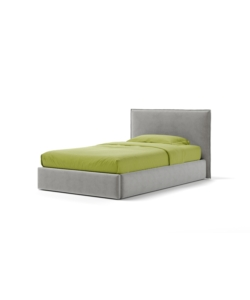LETTO PIAZZA E MEZZA CONTENITORE "ZOOM" IN TESSUTO PERLA 120X190 CM
