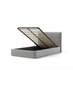 LETTO PIAZZA E MEZZA CONTENITORE "ZOOM" IN TESSUTO PERLA 120X190 CM