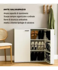 SCARPIERA 2 ANTE BELLAHOME CON ANTE SALVASPAZIO BIANCO 100X33,8X110 CM