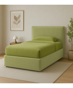 LETTO PIAZZA E MEZZA CONTENITORE "ZOOM" IN TESSUTO VERDE 120X190 CM CM