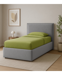 LETTO SINGOLO CONTENITORE "ZOOM" IN ECOPELLE GRIGIO 90X190 CM