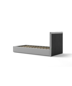 LETTO SINGOLO CONTENITORE "ZOOM" IN ECOPELLE GRIGIO 90X190 CM