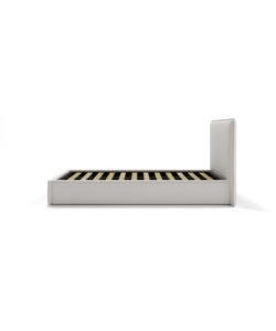 LETTO SINGOLO "ZOOM" IN ECOPELLE COLORE BIANCO CON RETE E CONTENITORE, 90X190 CM
