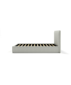 LETTO SINGOLO "ZOOM" IN TESSUTO COLORE BIANCO CON RETE E CONTENITORE, 90X190 CM