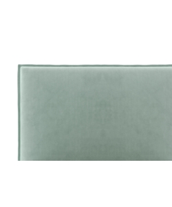 LETTO SINGOLO "ZOOM" IN TESSUTO COLORE CELESTE CON RETE E CONTENITORE, 90X190 CM