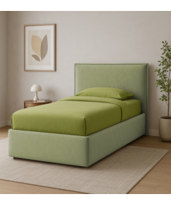 LETTO SINGOLO CONTENITORE "ZOOM" IN TESSUTO VERDE 90X190 CM