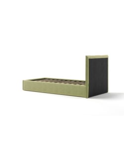 LETTO SINGOLO CONTENITORE "ZOOM" IN TESSUTO VERDE 90X190 CM