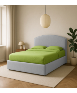 LETTO MATRIMONIALE CONTENITORE "MOON" IN ECOPELLE GRIGIO 160X190 CM