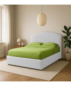 LETTO MATRIMONIALE CONTENITORE "MOON" IN ECOPELLE BIANCO 160X190 CM