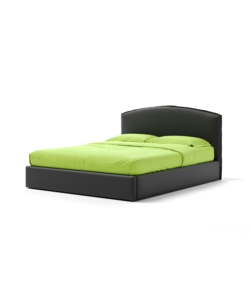 LETTO MATRIMONIALE CONTENITORE "MOON" IN ECOPELLE NERO 160X190 CM