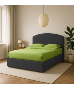 LETTO MATRIMONIALE CONTENITORE "MOON" IN ECOPELLE NERO 160X190 CM