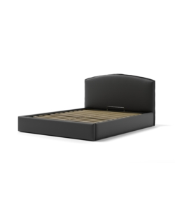 LETTO MATRIMONIALE CONTENITORE "MOON" IN ECOPELLE NERO 160X190 CM