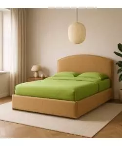 LETTO MATRIMONIALE CONTENITORE "MOON" IN TESSUTO ARANCIONE 160X190 CM