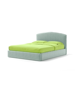 LETTO MATRIMONIALE CONTENITORE "MOON" IN TESSUTO CELESTE 160X190 CM