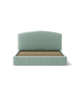 LETTO MATRIMONIALE CONTENITORE "MOON" IN TESSUTO CELESTE 160X190 CM